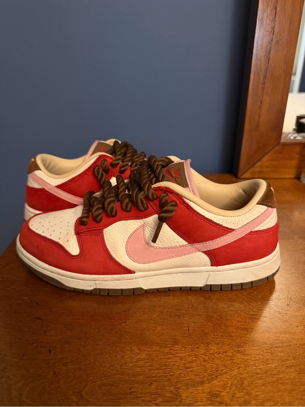 Nike Dunk Low Red Pink Cream Brown Women’s Sneakers Size 9